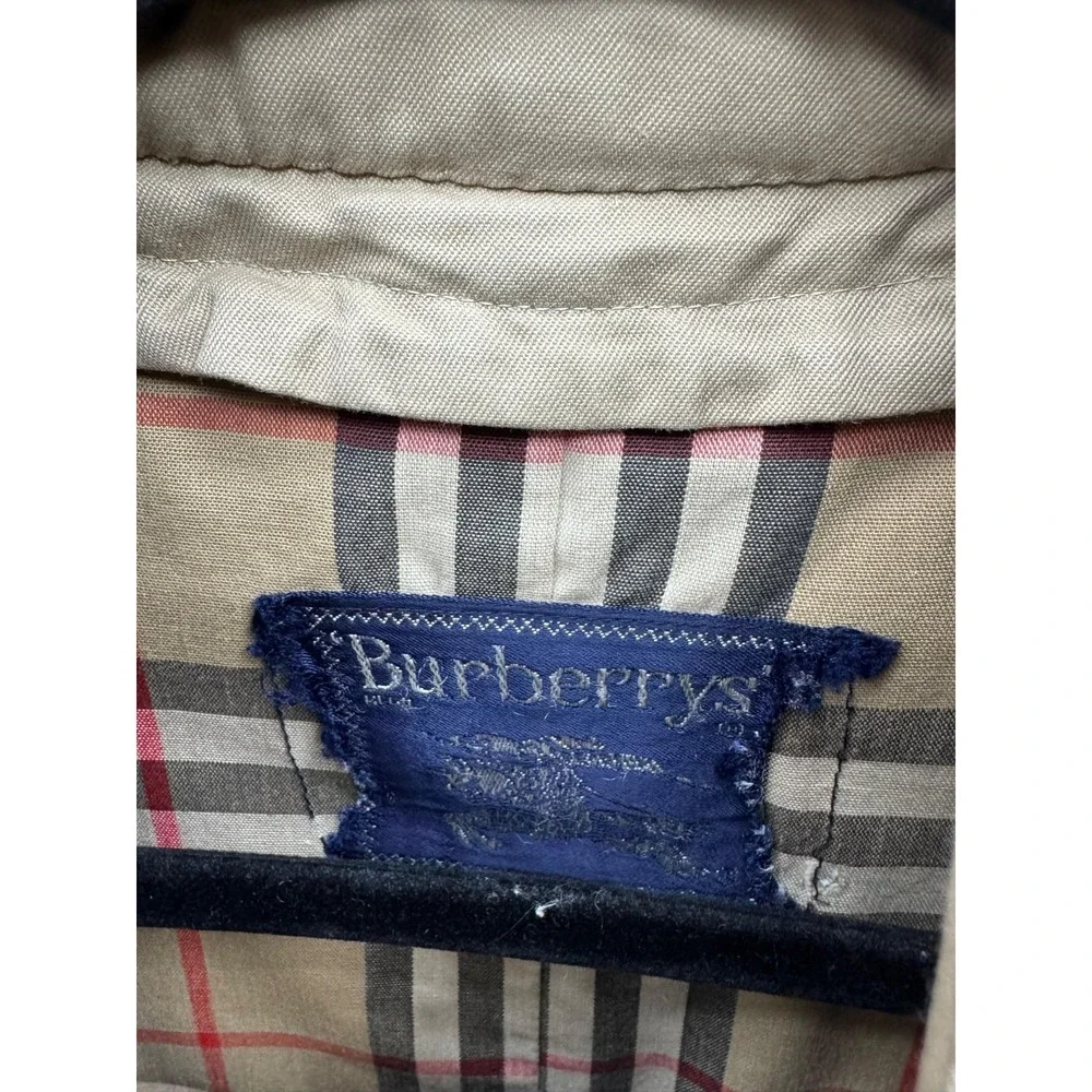Vintage 90s Burberrys Double-Breasted Trench Coat Khaki Womens Size Petite S/M - Picture 14 of 16